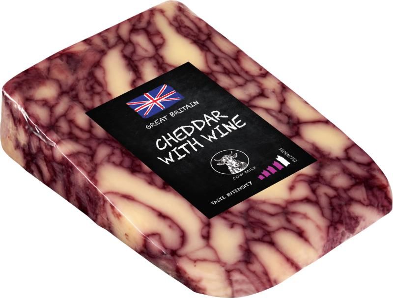 Cheddar sajt ír vörösbor hozzáadásával 6 hónapig érlelve Ft/kg