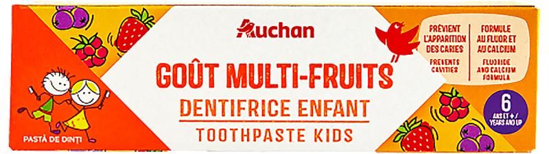 Auchan Kedvenc gyerek fogkrém 6+ gyümölcs ízű 50 ml