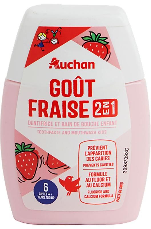 Auchan Kedvenc gyerek fogkrém 6+ 2in1 eper ízű 75 ml