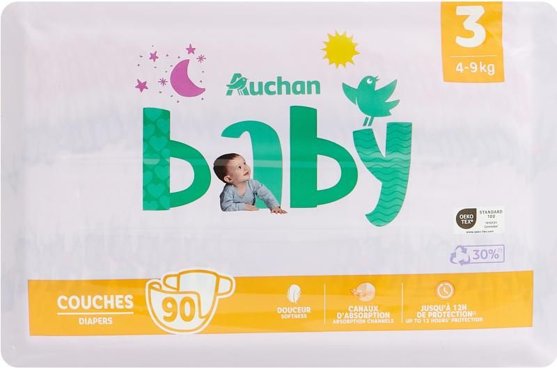 Auchan Kedvenc Baby nadrágpelenka 3-as méret 4-9 kg 90 db
