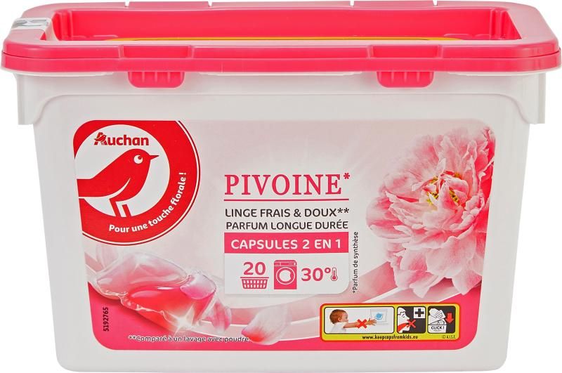 Auchan Kedvenc 2 az 1-ben mosókapszula peónia virág illattal 420 ml (20x21 ml)