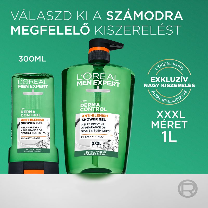 L'Oréal Paris Men Expert Derma Control bőrhibák elleni tusfürdő gél - 1000 ml