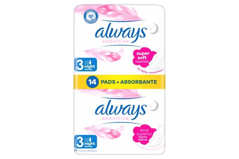 Always Platinum Secure Night Szárnyas Egészségügyi Betét, 14 db