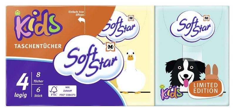 SOFTSTAR PAPÍRZSEBKENDŐ LTD 6x8DB 4RÉTEGŰ KIDS