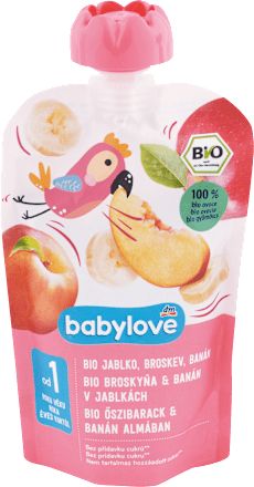 Bio gyümölcspüré őszibarack és banán almában, 1 éves kortól, 100 g