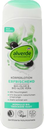 Frissítő testápoló bio olívával és bio aloe verával, normál és száraz bőrtípusra, 250 ml
