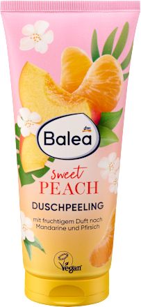 Bőrradírozó tusfürdő, Sweet Peach, 200 ml