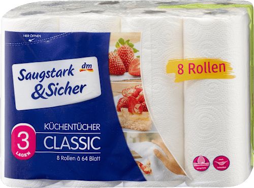 Papírtörlő Classic, 3-rétegű, 8x64 lap, 8 db