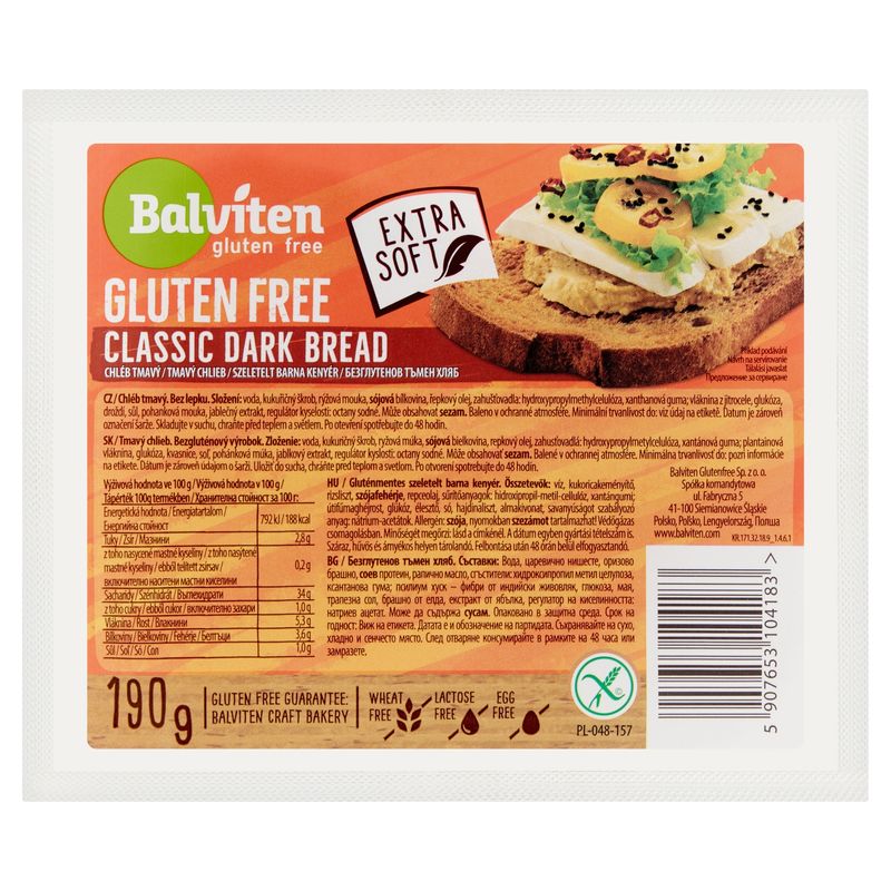 BALVITEN BARNA KENYÉR SZELETELT GLUTÉNMEN. 190 g