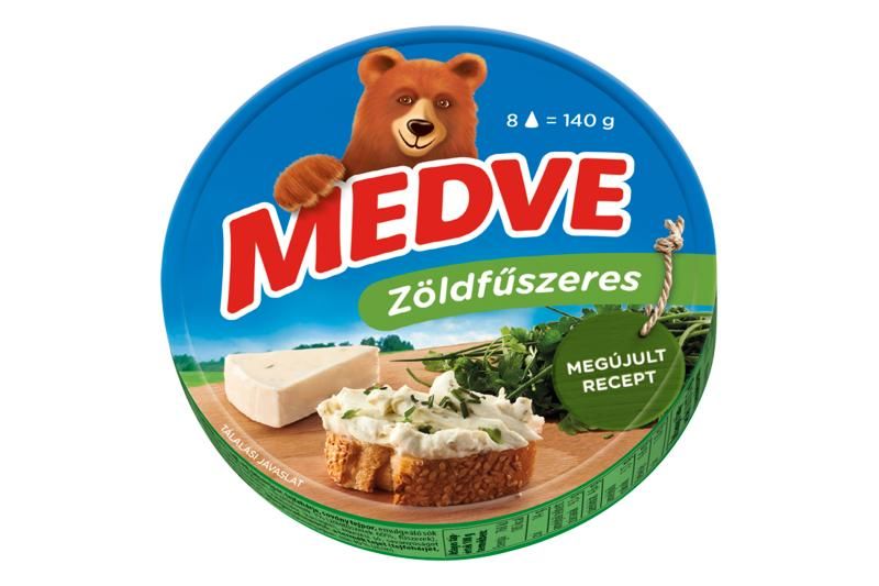 Medve zöldfűszeres kenhető, félzsíros ömlesztett sajt 8 x 17,5 g (140 g)