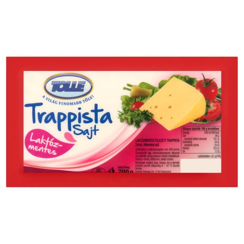 Tolle laktózmentes felezett zsíros, félkemény trappista sajt 700 g