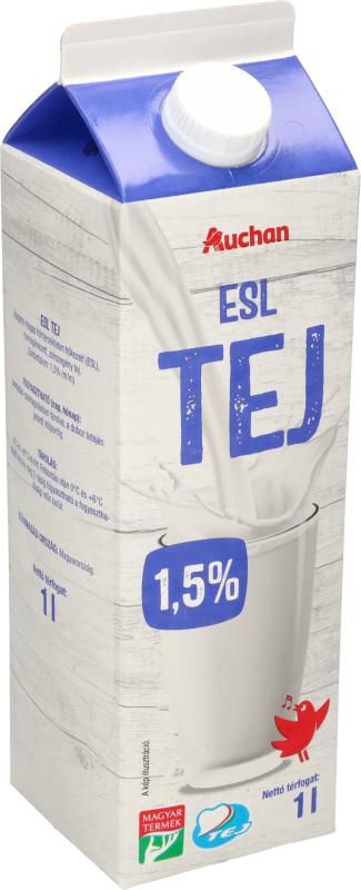 Auchan Kedvenc pasztőrözött tej 1,5% 1 l