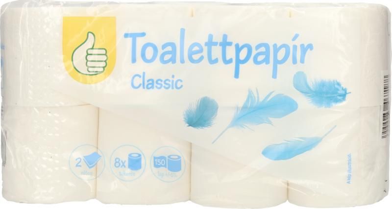 Auchan Tipp toalettpapír classic 2 rétegű 150 lap 8 tekercs