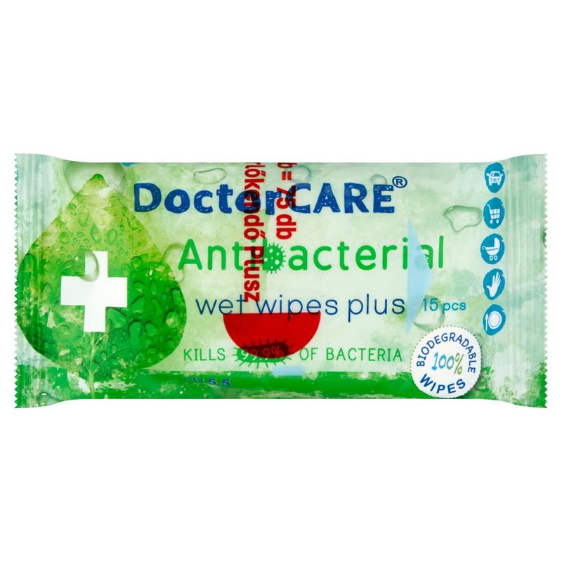 Doctor Care antibakteriális nedves törlőkendő (5x15 db) - 75 db
