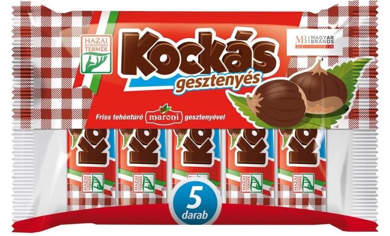 Kockás gesztenyés desszertkészítmény kakaós étbevonattal 50 g
