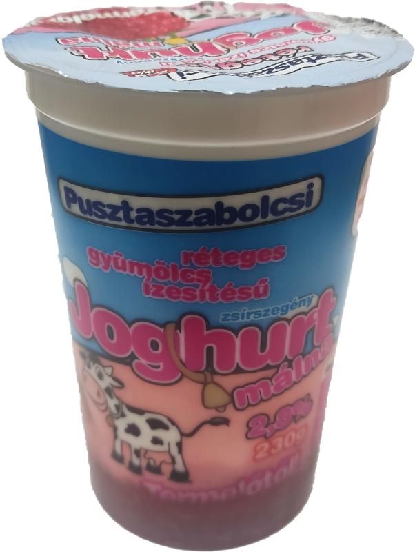 Pusztaszabolcsi Rétegelt gyümölcs joghurt málnás 2,8% 230 g
