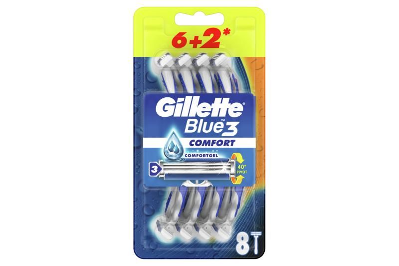Gillette Blue3 Plus Comfort, Eldobható Borotva Férfiaknak, 8 Darabos Kiszerelés