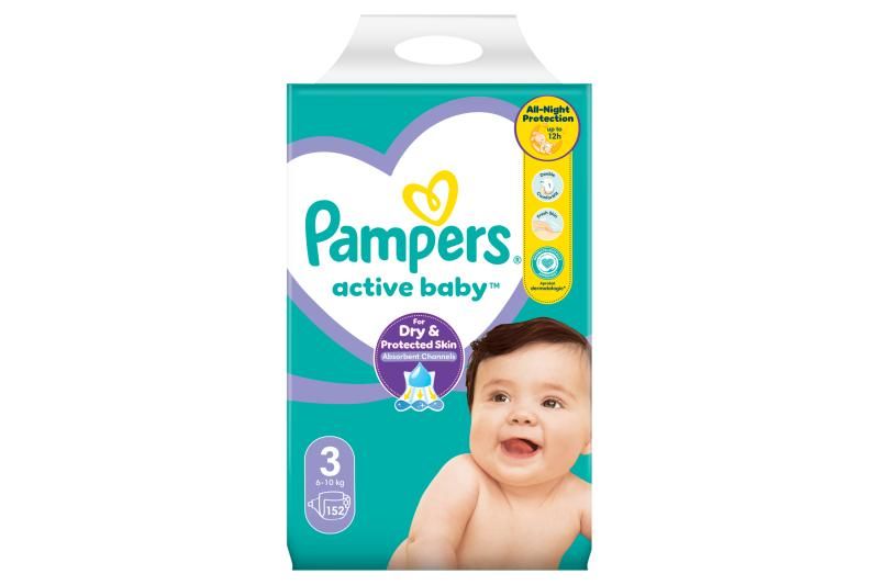 Pampers Active Baby Pelenka, Méret: 3, 152 db Pelenka, 6kg-10kg
