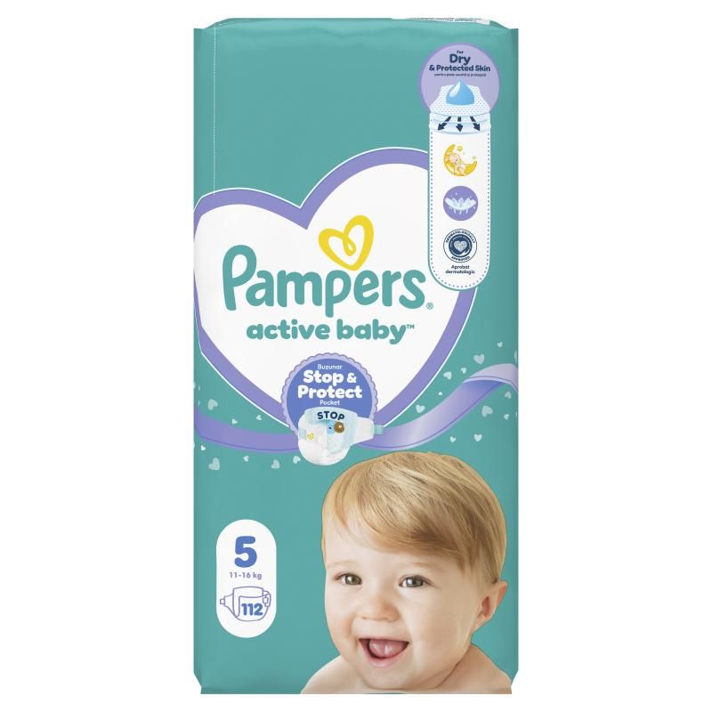 Pampers Active Baby Pelenka, Méret: 5, 112 db Pelenka, 11kg-16kg