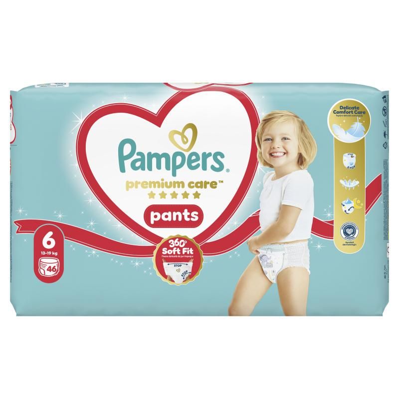 Pampers Premium Care Bugyipelenka, Méret: 6, 46 db Pelenka, 13kg-19kg