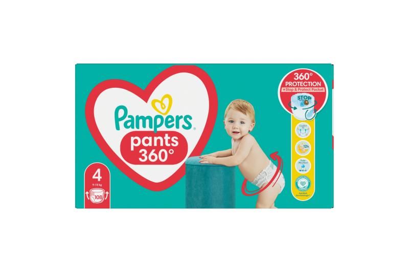 Pampers Active Baby Bugyipelenka, Méret 4, 108 Bugyipelenka, 9kg-15kg