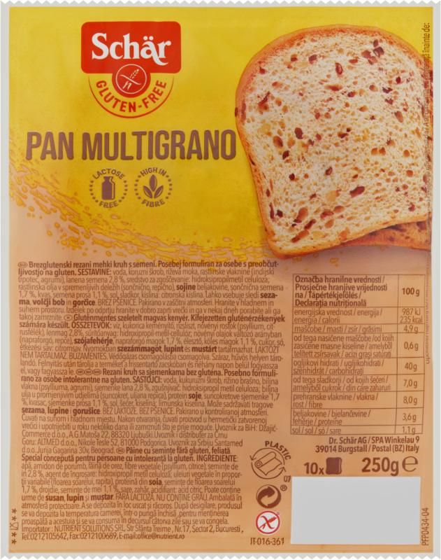 Schär gluténmentes szeletelt magvas kenyér 250 g