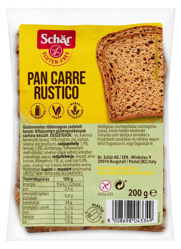 Pan Carre Rustico Kenyér, 200g