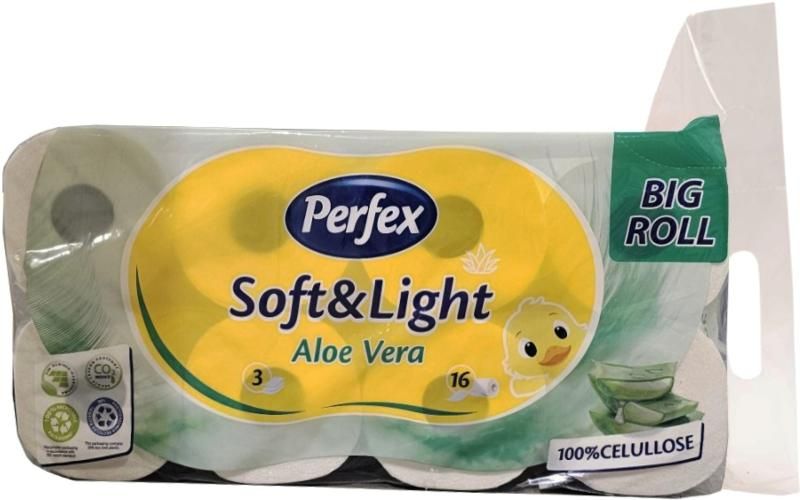 Perfex toalettpapír Soft & Light, Aloe Vera 3 rétegű 125 lap 16 tekercs