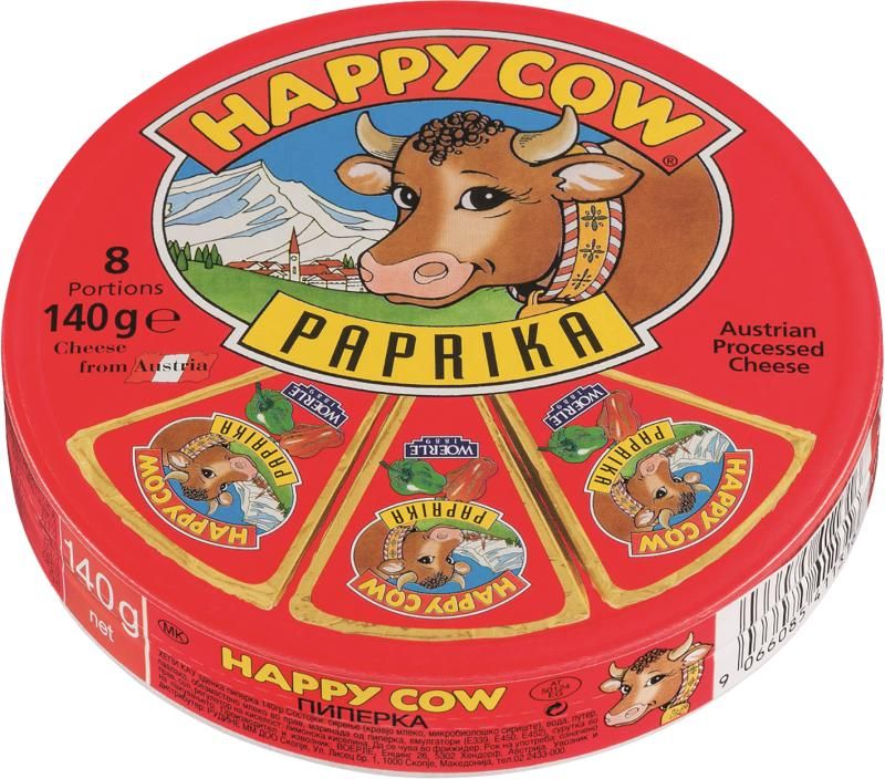 Happy Cow osztrák ömlesztett zsíros, kenhető sajt paprika ízű 140 g
