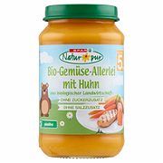 SPAR Natur*pur Bio vegyes zöldségek édesburgonyával és csirkehússal 5 hónapos kortól 190 g