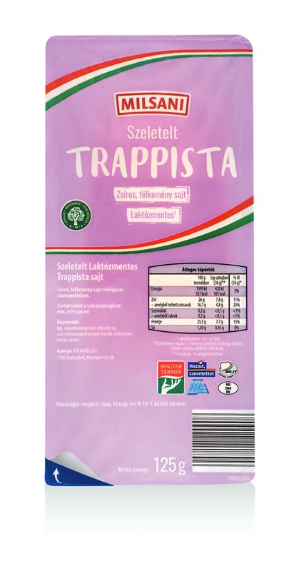Milsani Trappista sajt szeletelt laktózmentes 125g