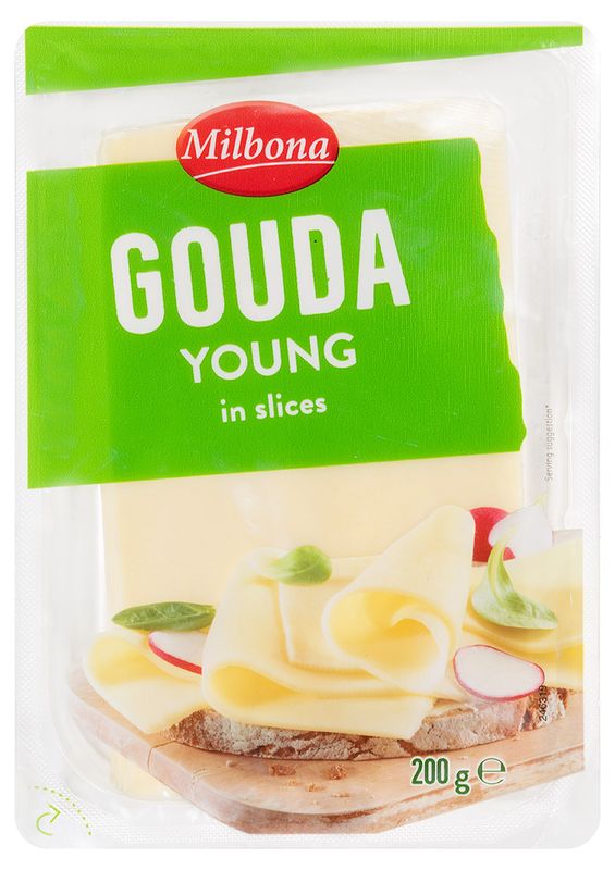 Milbona Szeletelt Gouda sajt, 48%, 200g, ,