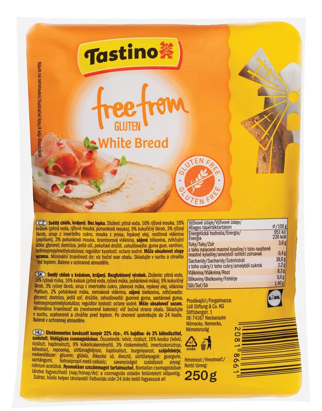 Tastino Gluténmentes vekni, szeletelt,(MM TO, , 250g